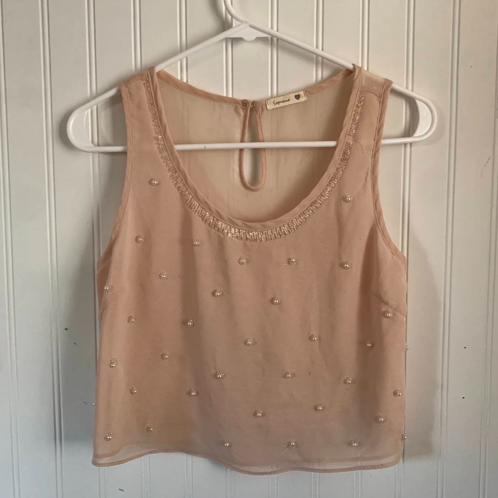 Beaded Cropped Top, S